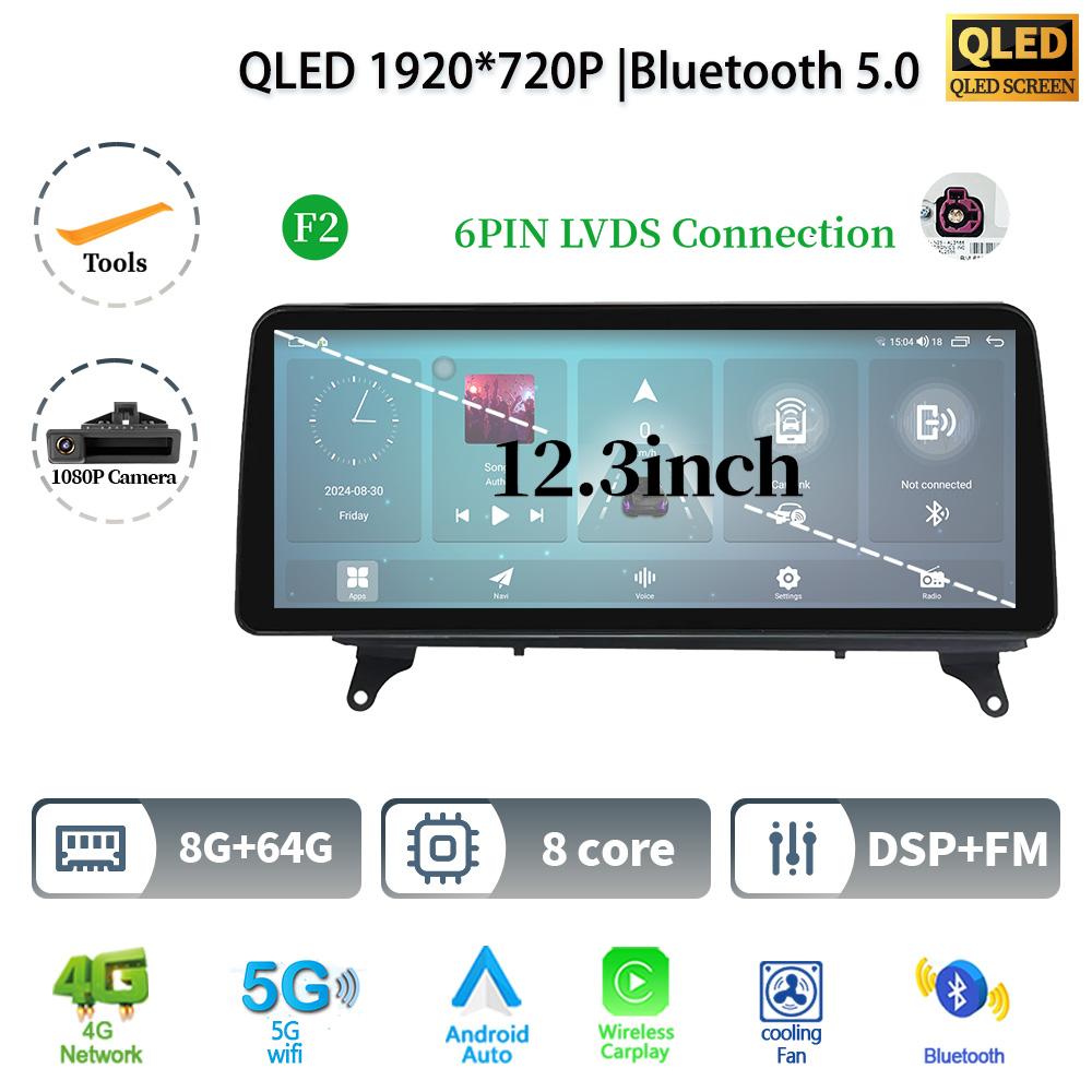 12.3" For BMW X5 E70 X6 E71 2007-2012 Android 14 Car Radio Multimedia 4G GPS Navigation Bluetooth Stereo CarPlay Touch Screen