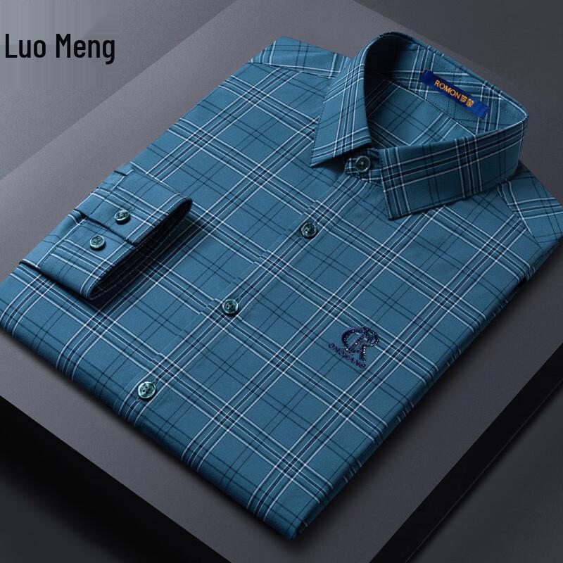 Romon Men's Comfortable Breathable Business Casual Plaid Shirt
