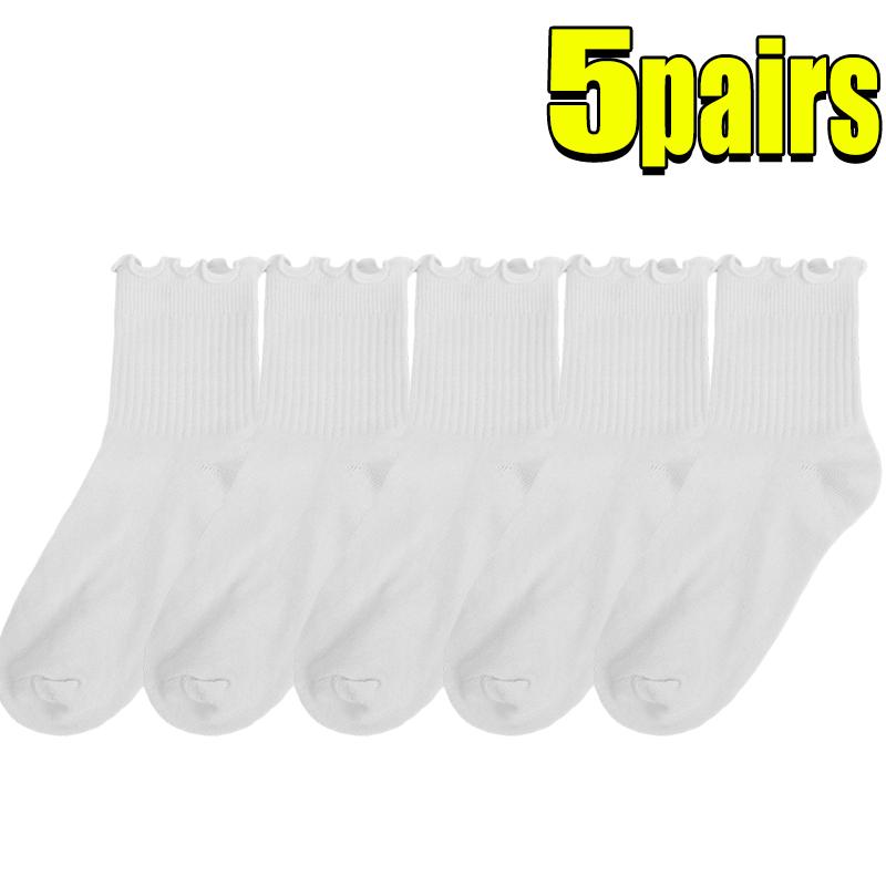 2-20pcs Women Spring and Autumn Stocking Pure Cotton Edge Stacked Socks Ins Trendy White Non Legging Sweating Socks