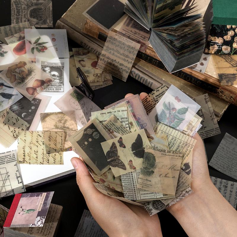 50pcs Craft Vintage Scrapbooking Paper Kawaii Art Junk Journal Deco Sticker Natural Collection DIY Material Paper