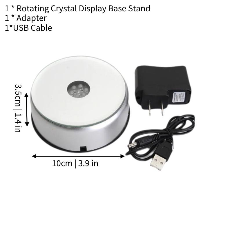 Round Led 7 Colorful Rotating Crystal Light Base Electric Battery Stand Display