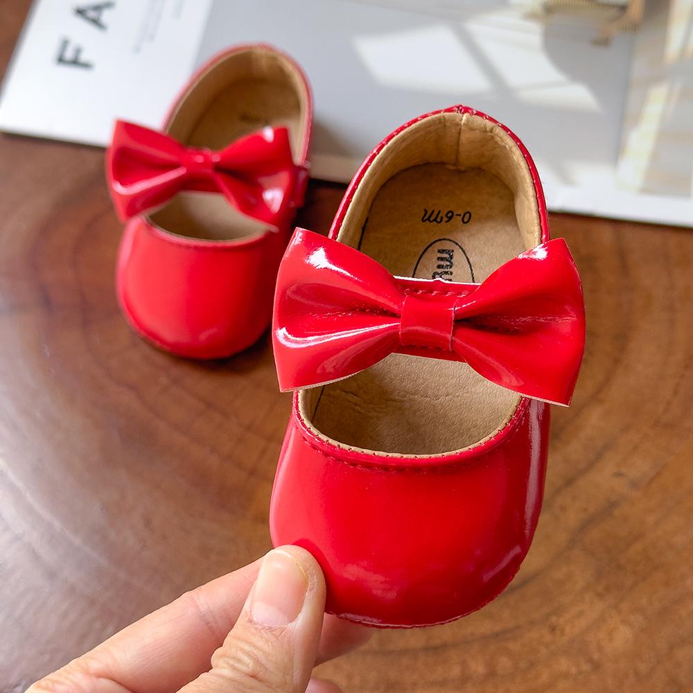 Newborn Baby Shoes Infant Girls Shoes PU Anti-slip Bowknot Classic Princess Dress Shoes Toddler First Walker Crib Shoe