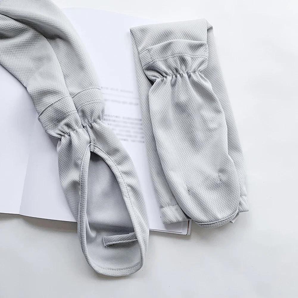 

Сплошной цвет, большие перчатки из ледяного шелка, женские солнцезащитные рукава для вождения, свободные дышащие защитные очки для рук, УФ уличные рукава-подковы серый