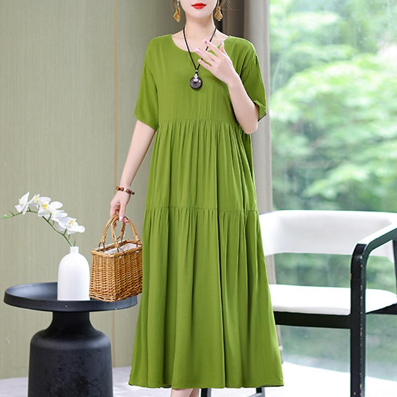 Damenkleid, Sommer, Vintage-Kleidung, lässig, kurzärmelig, langes Kleid für Damen, Sommer-Outfit