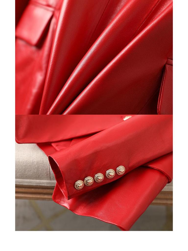 2024 Damska Kurtka Motocyklowa z Prawdziwej Skóry Owieczej - Styl Koreański, Krótki Modny Design