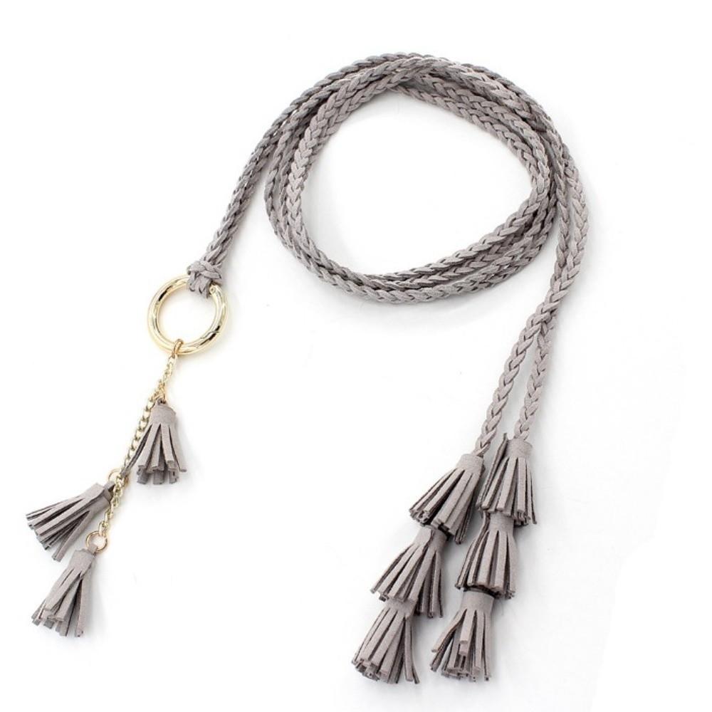 Braided Design Braided Tassel Belt Tassel Detail Dress Waistband Fashion Knit Belt Waist Accessory