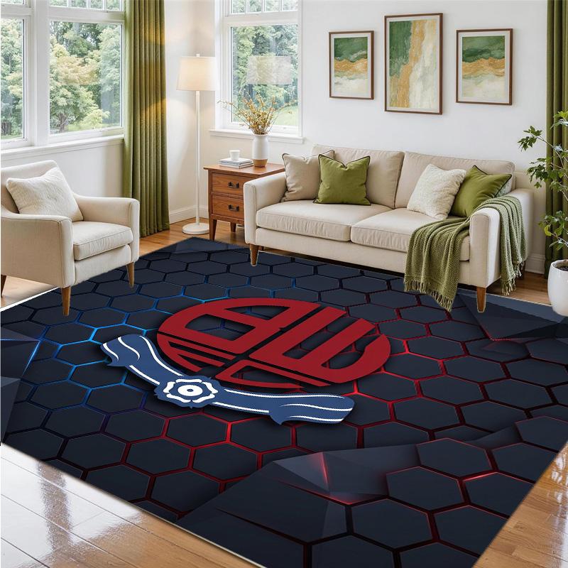 Bolton Wanderers FC Design Crystal Velvet Rug Soft Decorative Mat for Bedroom Entrance