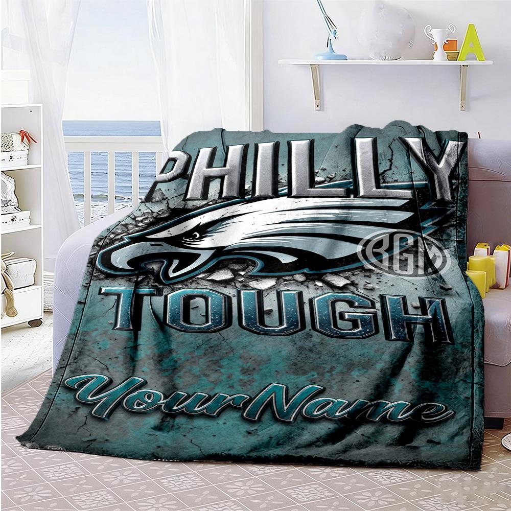 Philadelphia Eagles Customize Your Name Blanket Gift Customizable Blanket Soft Cozy Versatile For Picnics Chair Office Chair Office