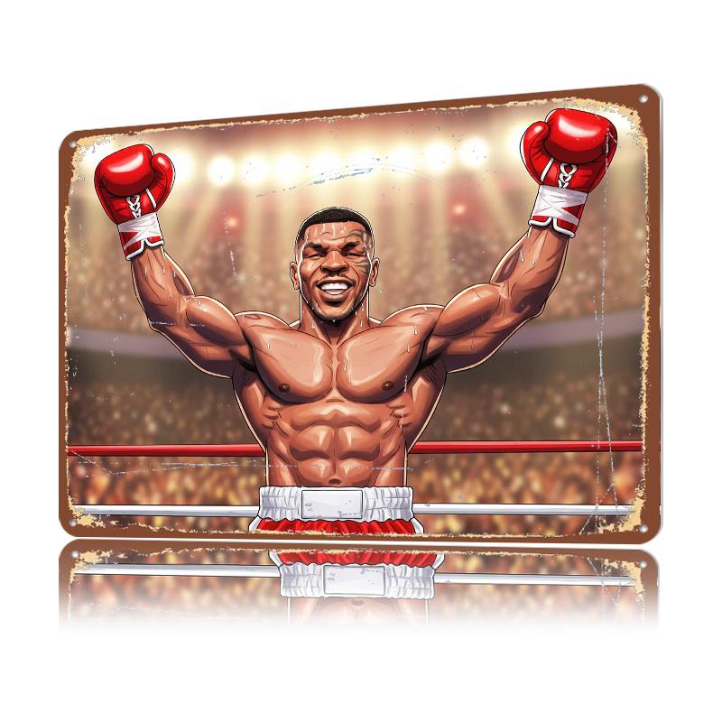Mike Tyson Victory Celebration Cartoon D Printed Texture Poster Personalized Wall Art Retro Metal Tin Signs for Decor Luxury