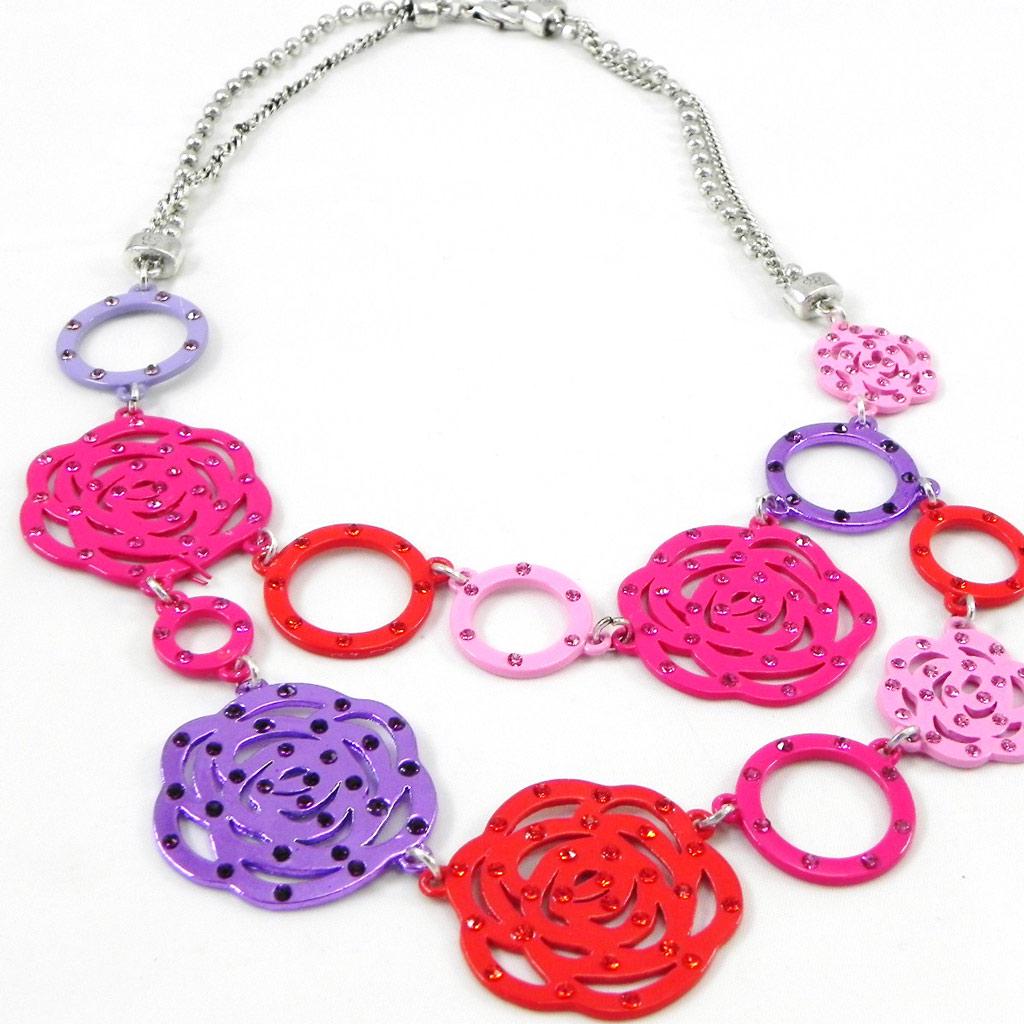 Les Trésors De Lily [H0804] - Designer Necklace 'Camélia' Pink Purple