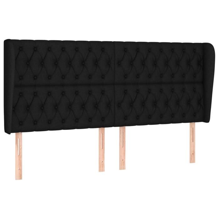 VidaXL Tête de lit avec oreilles Noir 203x23x118-128 cm Tissu3118316
