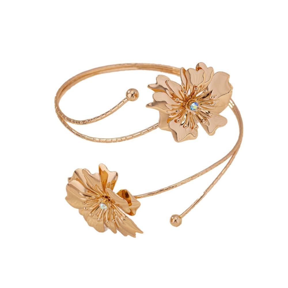 Glamorous Metal Tassel Arm Chain Multi Style Fashion Flower Bracelet Retro Adjustable Wide Open Bangle Hand Jewelry