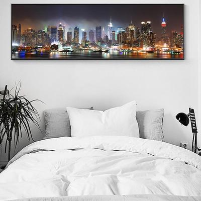Gece manzarası New York City duvar sanatı tuval resimleri Manhattan silueti duvar dekor resimleri posterler ve baskılar yatak odası dekoru için