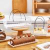 Portable Cake Roll Transparent Box Western Style Dessert Packaging Boxes Rectangular Pastry Case 10pcs Handheld Swiss Roll Cases Double-sided Laminat