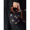 Ethnic style round ring wooden handle Song Jin Tang Matu retro fortune bucket bag cylinder bag autumn and winter Chinese style