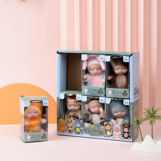 1/6/8Pcs Reborn Baby Doll with Plush Animal Clothes Realistic Movable Joints Educational Mini Sleeping