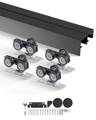 Bypass Deurbeslag, 4ft Heavy Duty Bypass Schuifdeurbeslag Kit, Aluminiumlegering Schuifkastdeurbeslag Set met Vingergrepen