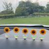 Cute Sunflower Car Decor Set Resin Dashboard Window Edge Accessories for Vehicle Interior Dashboard Decor Interior Accessories