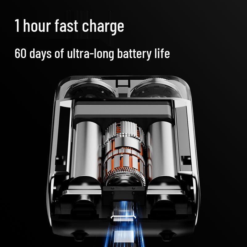 Compact Dual-Head Magnetic Electric Shaver: Rechargeable Razor with Digital Display and Gift Box