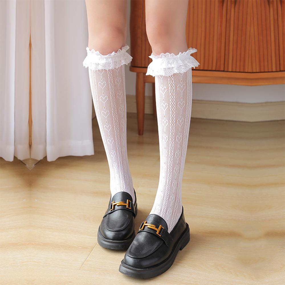 White Stockings Lace Lolita Calf Socks Women'S Mid Tube Socks Jk Long Tube Lace Japanese Lolita Stacking Socks