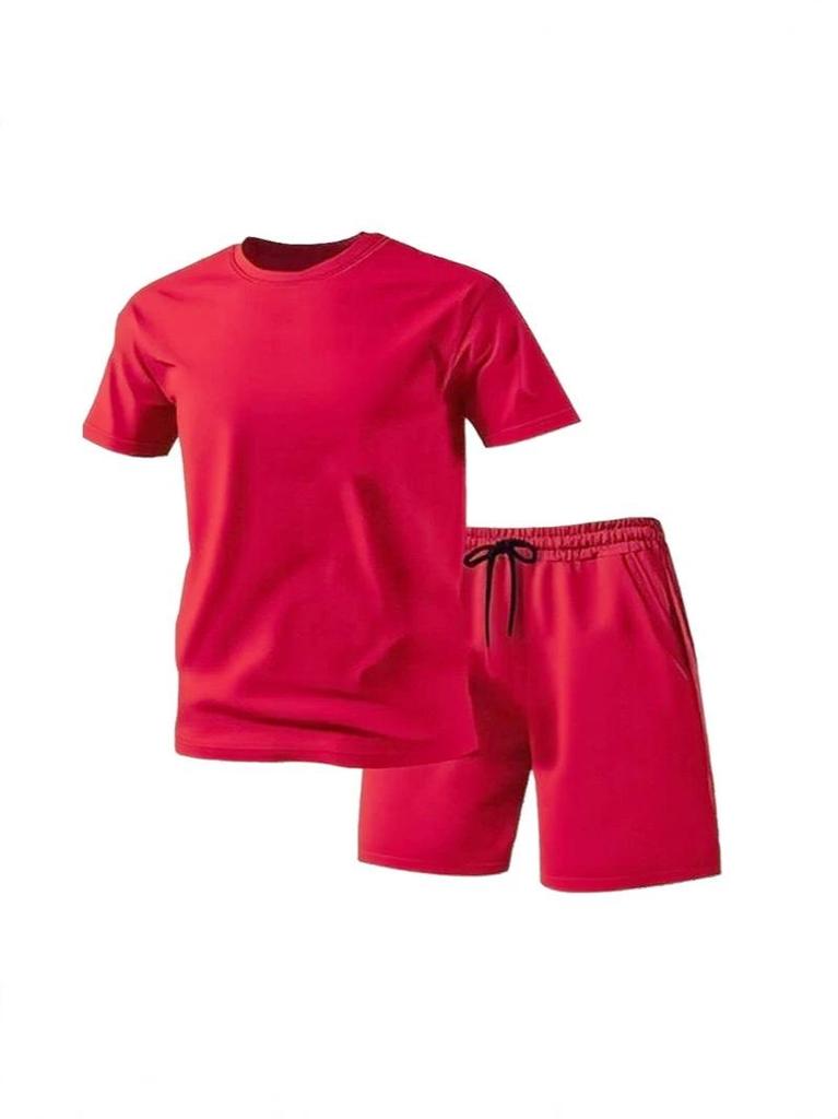 Men’s Summer 5-Point Shorts & Quick-Dry Breathable Sports Top Set