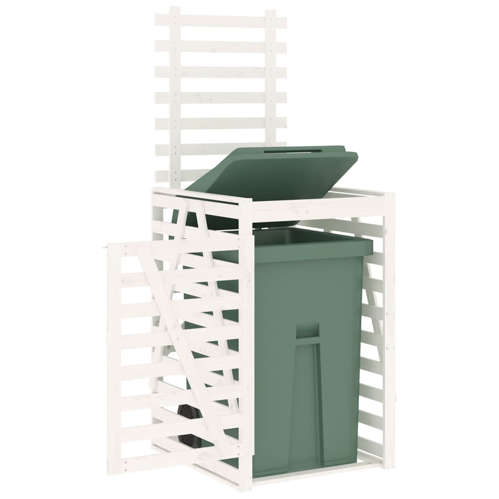 Waste Bin Enclosure White 84 x 90 x 128.5 cm Solid Pine Wood