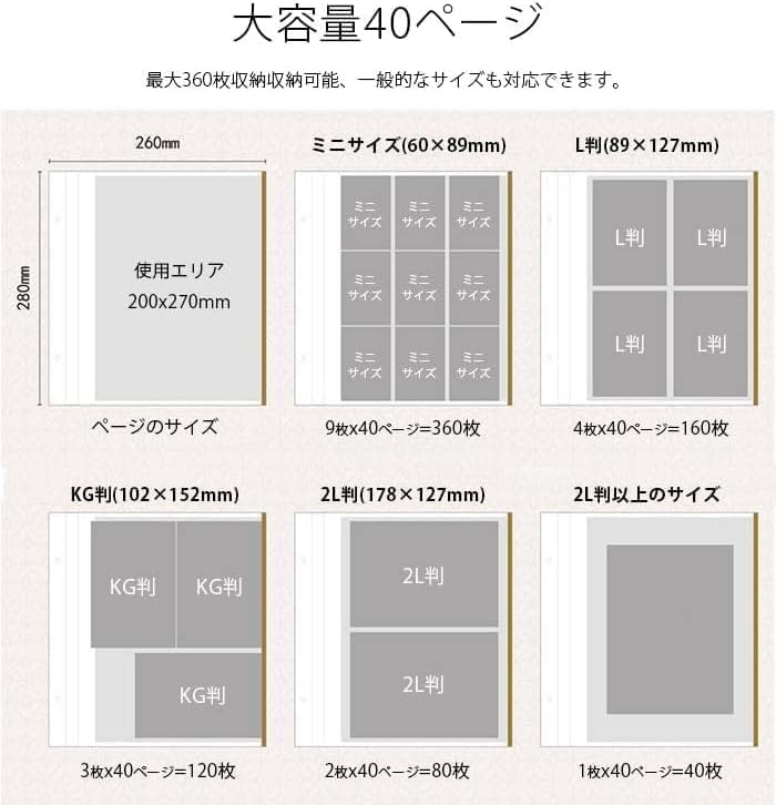 Album Photo Large Capacity Photo Album 40 Pages 360 Sheets 480 Sheets Adhesive Type DIY Paste Mini Size L Size KG Size 2L Size Highly Transparent Film