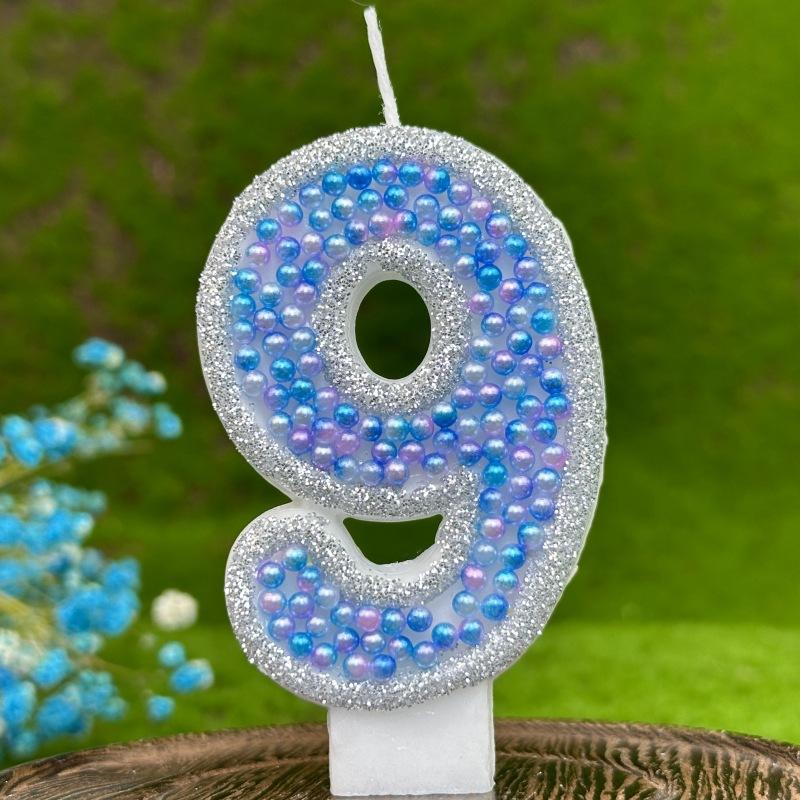1pcs Blue Glitter Number0-9 Birthday Candles Cake Toppers Birthday Wedding Birthday Digital Cakes Dessert Decor Candle