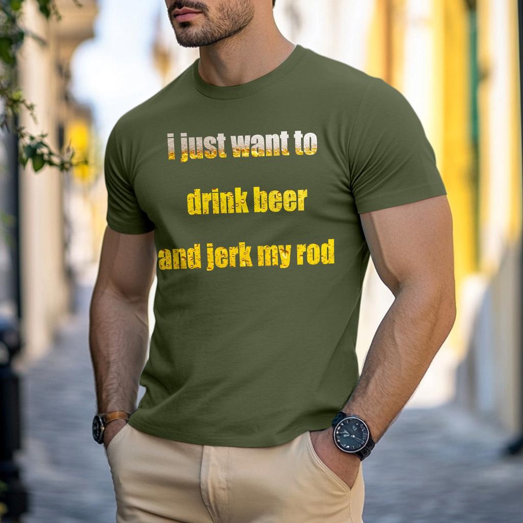 Pánské ležérní tričko s krátkým rukávem a potiskem s kulatým výstřihem