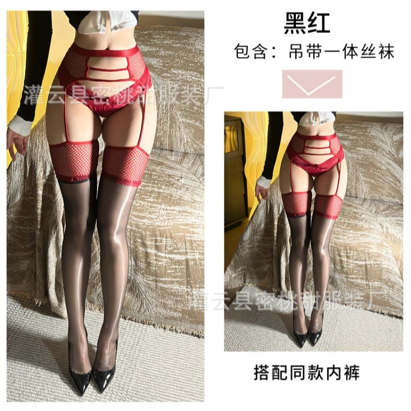 Sexy Stockings Want Purple Stockings To Seduce Sexy Mesh Hollow Suspenders Integrated Socks Pure Oil Bright