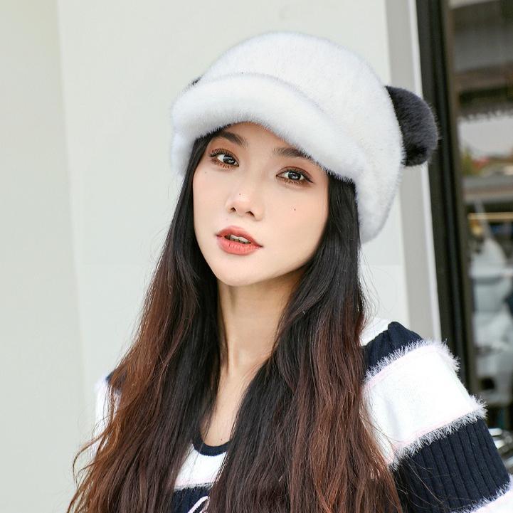 Neue Nerz-Haube Damen Winter Warm Pompon Niedliche Mütze Verdickte Warme Damenmütze Outdoor