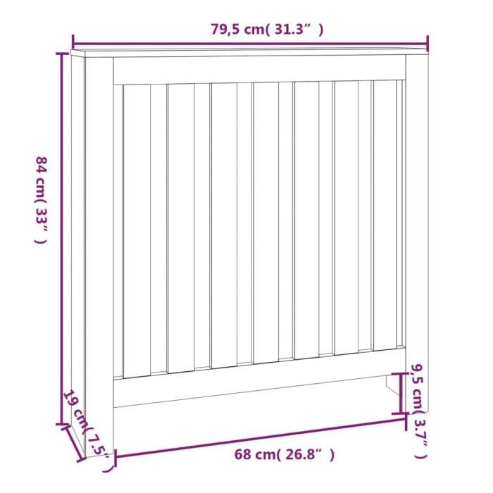 822567 vidaXL Radiator Cover White 79.5x19x84 Cm Solid Pine Wood