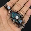 Labradorite & Rainbow Moonstone Pendant, Handmade Gemstone 999 Copper Wire Wrapped Pendant Antique Jewelry, For Gift Silver Jewelry