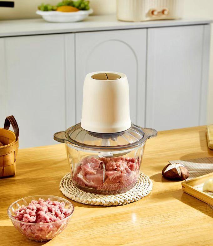 Elfenbeinweiß Multifunktionaler Elektrischer Fleischwolf & Gemüseschneider