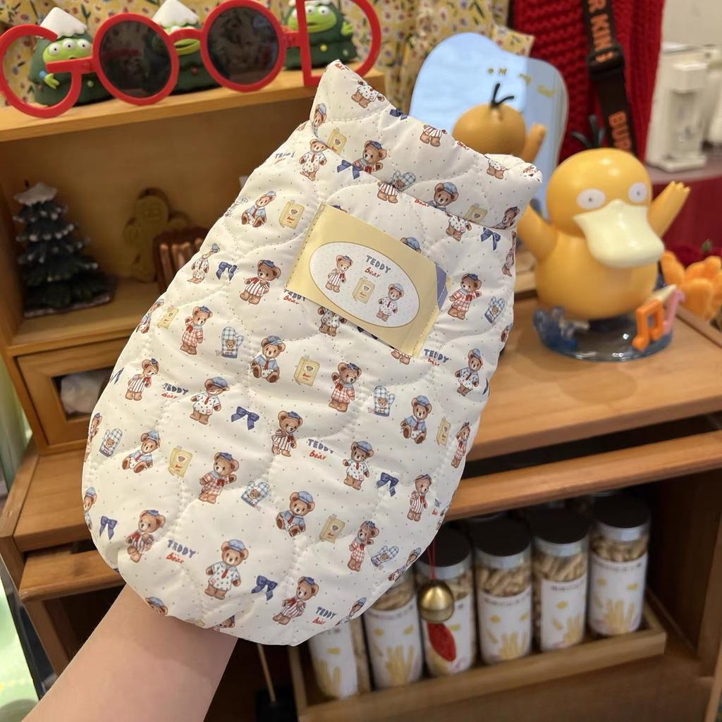 Autumn and Winter Pet Teddy Bear High Neck Dog Parkas Warm Pet Vest Jacket Cute Schnauzer Teddy Bear Cat Vest Puppy Clothes