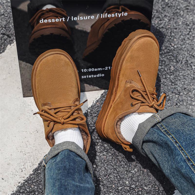 Retro cold-proof bread shoes men's short boots winter velvet thickened Northeast large cotton shoes warm snow boots 7058-J