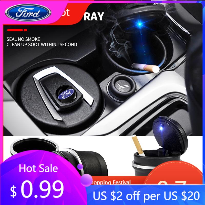 Car Sticker 2025 Hot New Portable Car LED Ashtray Auto Ashtray Cigarette Ash Holders Cup for Ford focus Fiesta EcoSport ESCORT r