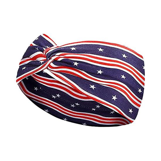 Headband Soft Cloth Independence Day Headband with Flag Stars Stripes Design Holiday Patriotic Hairband Hair Accessories