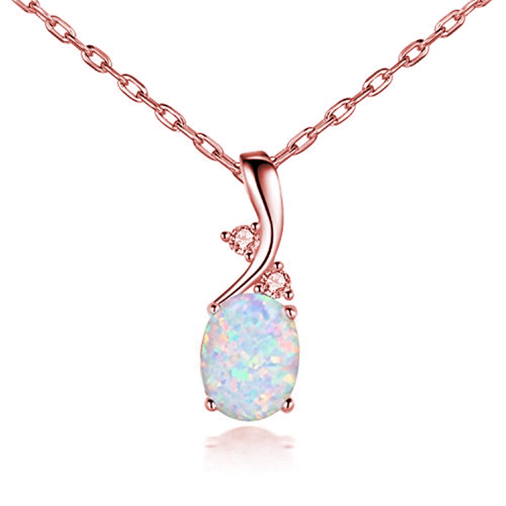 Bohemia Imitation Oval White Opal Pendant Necklace For Women Girl Party Glamour Jewelry Engagement Wedding Band Accessories