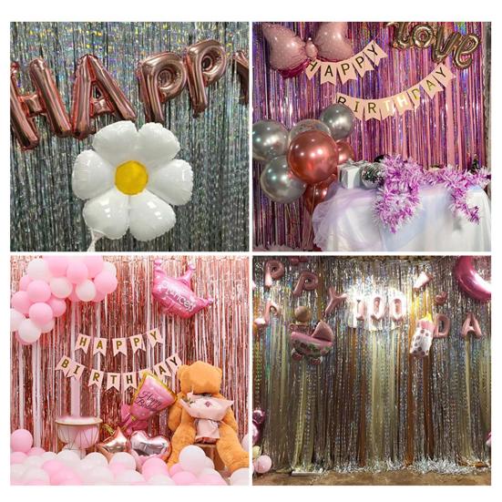Rain Curtain 1 X 2.5m Sparkling Foil Fringe Backdrop Set