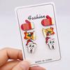 Christmas Wooden Stud Earrings Set: Bell, Santa Hat, and Gloves - Festive Holiday Jewelry Trio