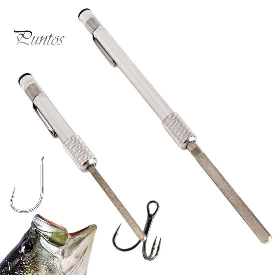 Fish Hook Polishing Tool Pen Type Portable Sharpener, Heavy Duty Metal Fishing Sharpener Sharpening Tool, Cutter Rod with Clip, Accessories Grinding
