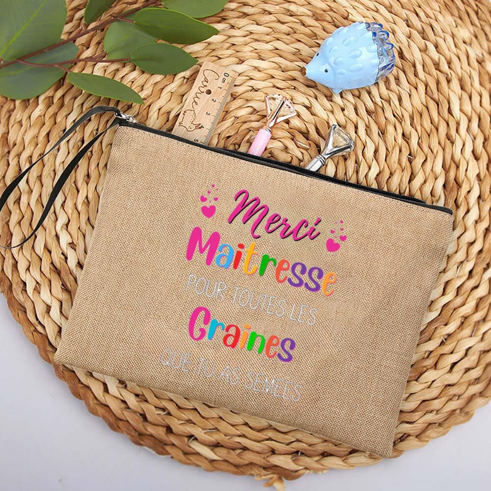A Wonderful Teacher You Never Forget Thank You for Everything Printed Cosmetic Bag Women Travel Makeup Bags Gift for Teachers