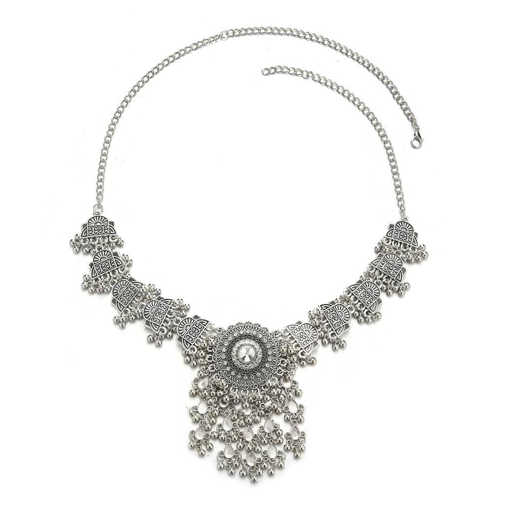 Ethnic Retro Tassel Rhinestone Forehead Chain for Indian Bride