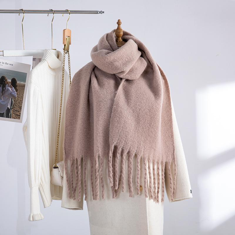 Korean version of imitation cashmere plaid scarf women's autumn and winter thickened warm scarf student versatile scarf live broadcast explosion