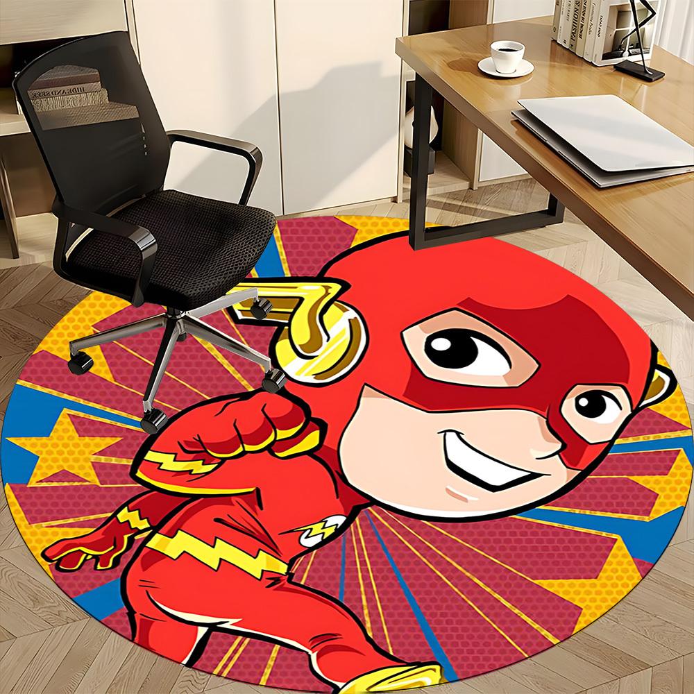1pc Superhero Flash Office Round Area Rug, Under Office Chairs Bedroom Living Room Home Decor, Room Deco, Available in Various Sizes
