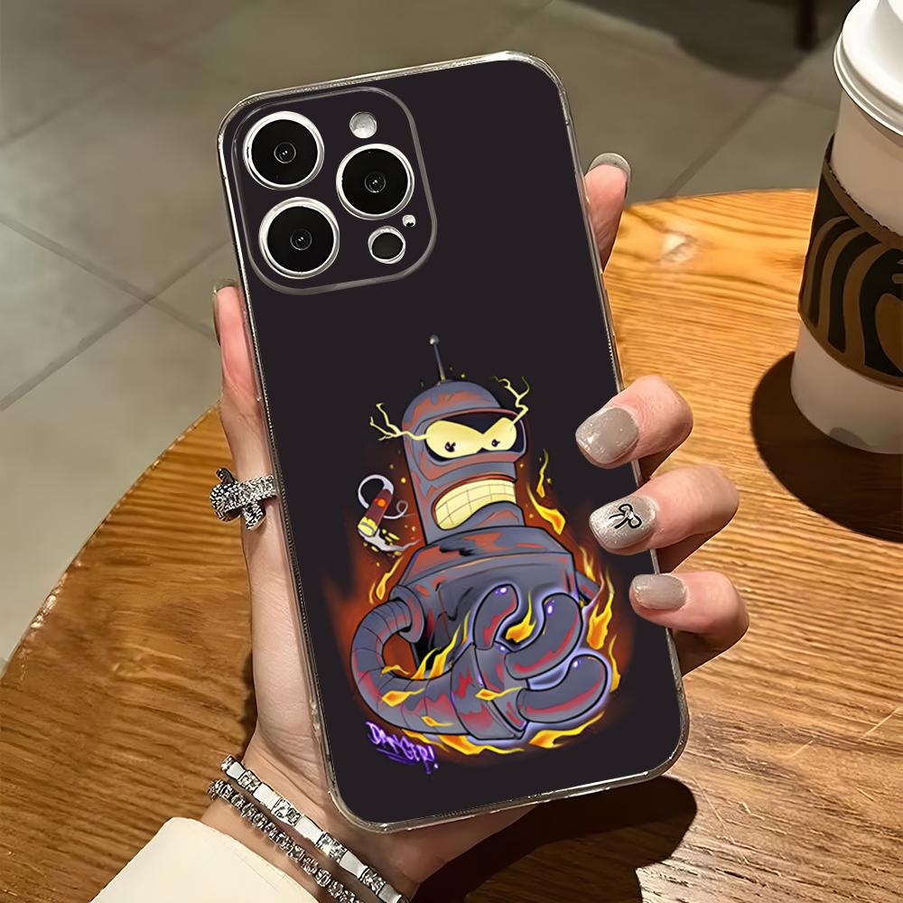 F-Futurama Anime B-Bender Phone Case For Iphone 15 Pro Max 14 Plus 11 12 Mini 13 Pro 7 8 X XR XS SE Transparent Back Cover