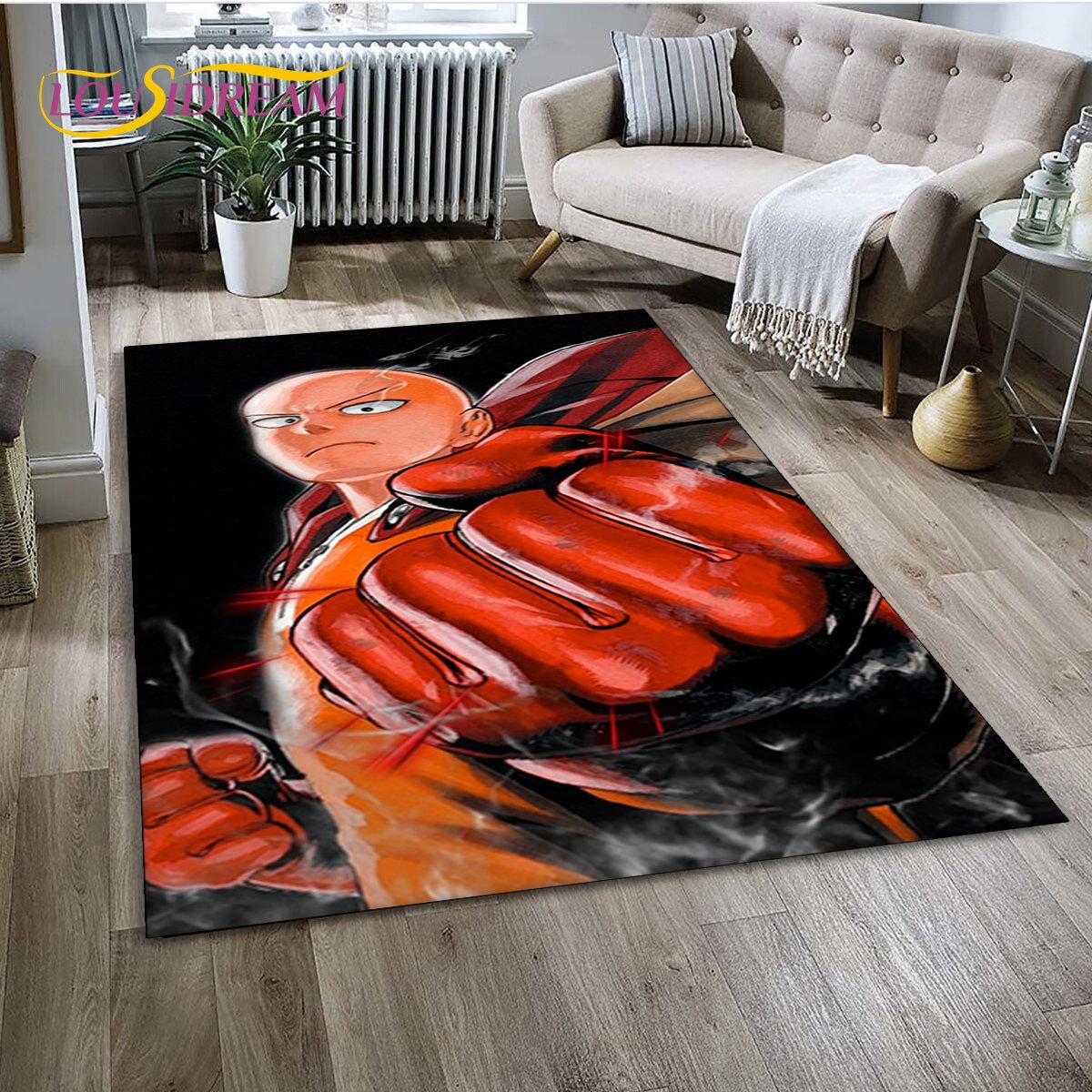 3D ONE PUNCH MAN аниме ковер с героями мультфильмов, ковер для гостиной, спальни, дивана, коврик для украшения, детские игры, нескользящий напольный коврик 40x60cm(15x23in)
