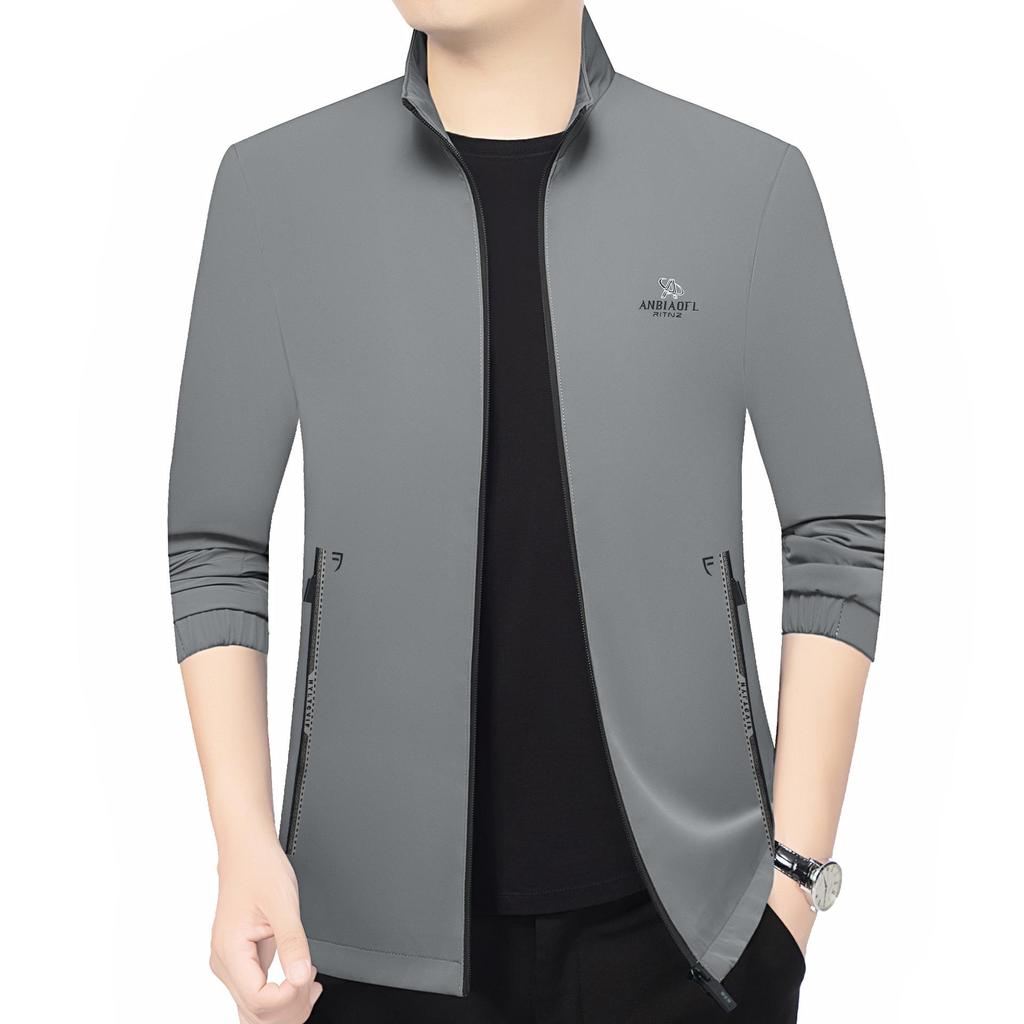 2025 Spring Men's Casual Stand-up Collar Jacket - Fashionable and Versatile for Dad