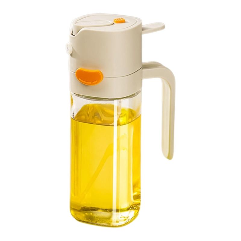Cooking Oil Mist Bottle with a Visible Body, Button-Open Fill Lid and Pour Outlet for Stovetop Meals and Salad Preparation